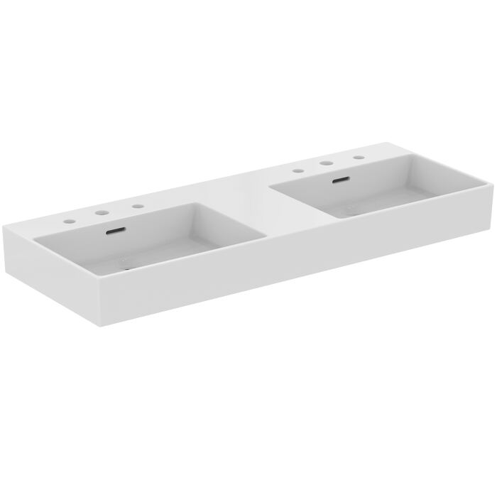 EXTRA | Double Basin 1215x450x150 mmGrinded bottom side, 6 tap holes, with overflow