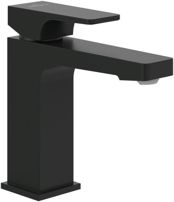 Villeroy & Boch Architectura Square Single-lever basin mixer, With push/pull rod lever and pop-up waste, Matt Black